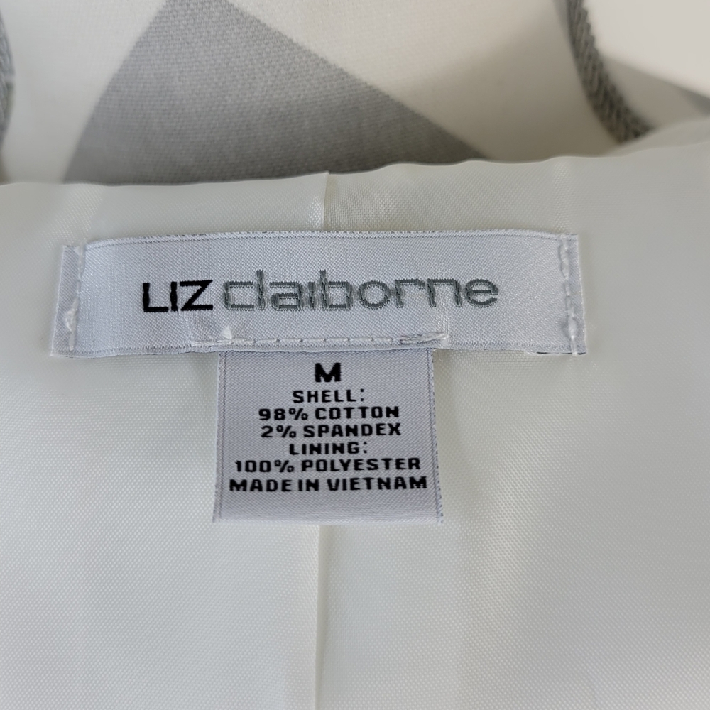 NWT Liz Claiborne Collection White Cotton Blazer Lined Shoulder Pads Size Medium - Picture 11 of 13